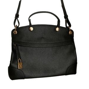 Furla Piper Ladies Dome Black Saffiano Leather Detachable Handle Satchel Bag